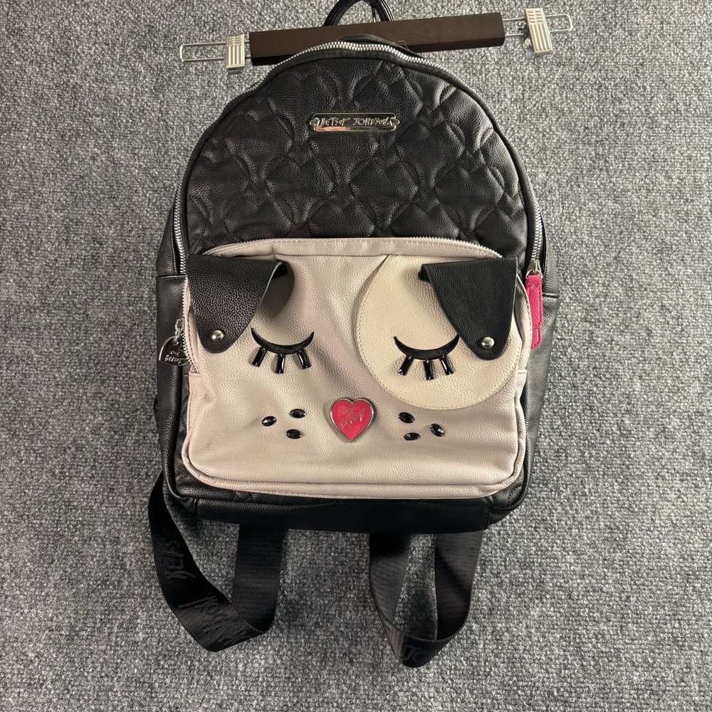 Betsey Johnson HTF Puppy Dog Quilted Black/White MINI Backpack
